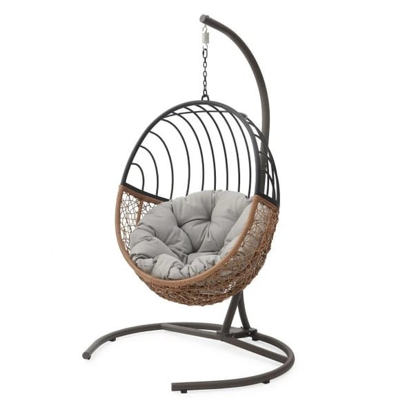 TiramisuBest Lavell Hanging Wicker Egg Chair with Optional Stand