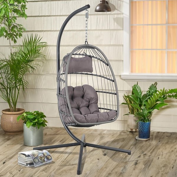 Hanging Egg Swing Chair with Stand and Weather Cover