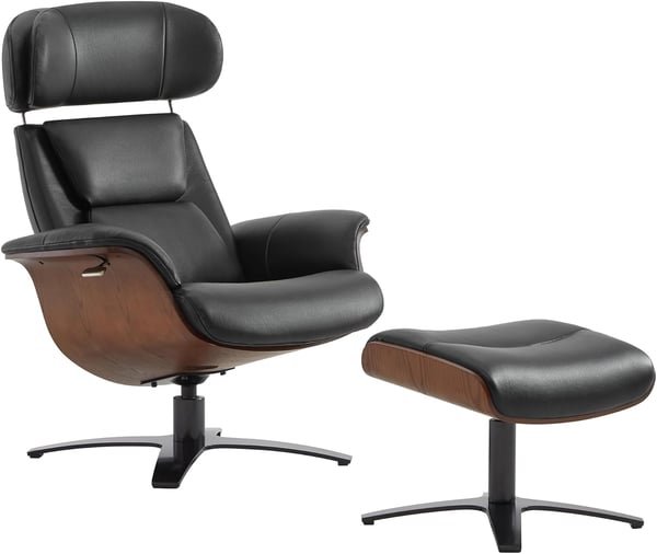 Genuine Leather Reclining Swivel Chair