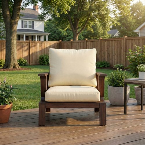 Patio Accent Chair 27.6" Wood Chair Outdoor Lounge Chair for Patios - Image 3