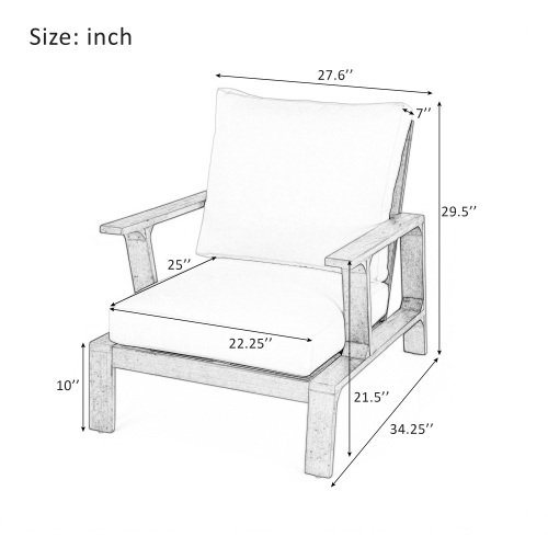 Patio Accent Chair 27.6" Wood Chair Outdoor Lounge Chair for Patios - Image 5