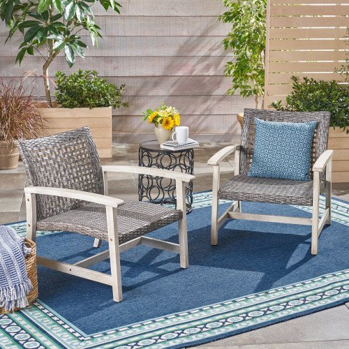 HAMPTON WOOD + WICKER CLUB CHAIR (Set of 2) - Image 2