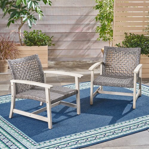 HAMPTON WOOD + WICKER CLUB CHAIR (Set of 2) - Image 6