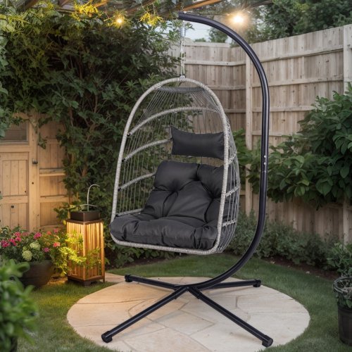 Outdoor Egg Hanging Chair with Stand - Image 7