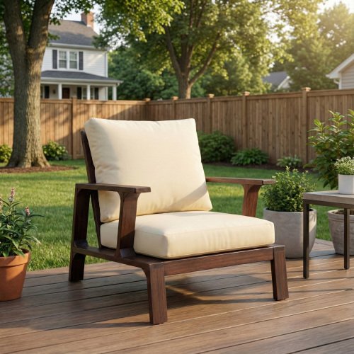 Patio Accent Chair 27.6" Wood Chair Outdoor Lounge Chair for Patios - Image 8