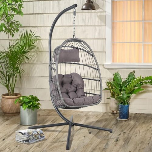 Hanging Egg Swing Chair with Stand and Weather Cover