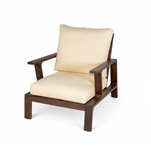 Patio Accent Chair 27.6″ Wood Chair Outdoor Lounge Chair for Patios