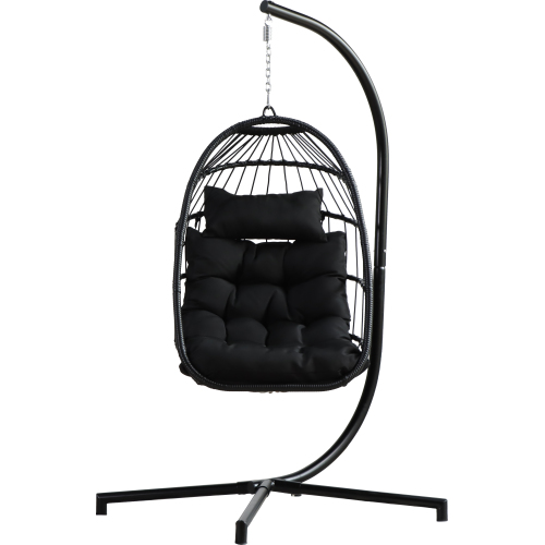 Indoor Outdoor Patio Hanging Egg Chair Wicker Swing Hammock Chair with Stand